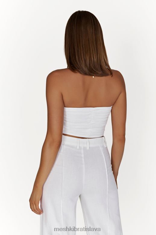 Meshki mckenna naberaný ľanový top oblečenie biely 4N0F61015