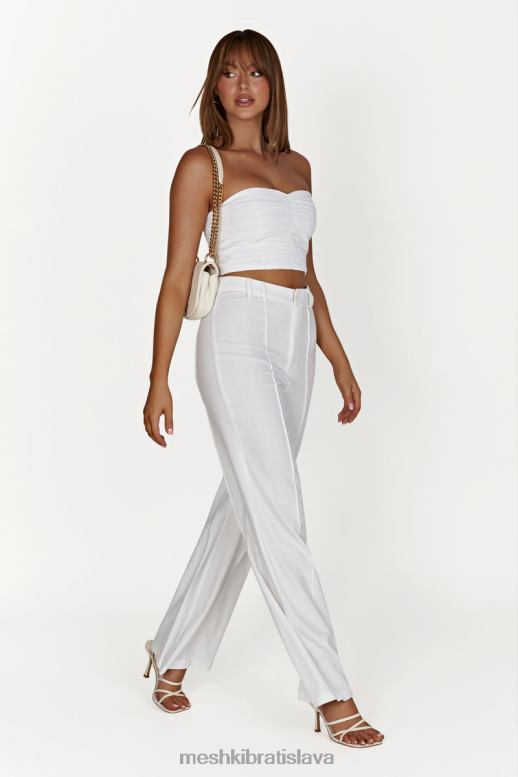 Meshki mckenna naberaný ľanový top oblečenie biely 4N0F61015