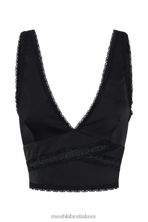 Meshki monet čipkovaný top oblečenie čierna 4N0F6987