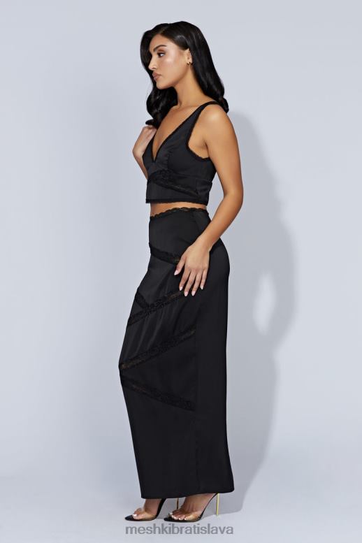 Meshki monet čipkovaný top oblečenie čierna 4N0F6987