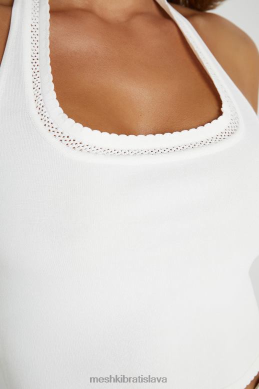 Meshki pletený top layla pointelle oblečenie biely 4N0F6805