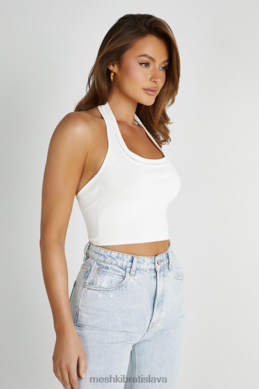 Meshki pletený top layla pointelle oblečenie biely 4N0F6805
