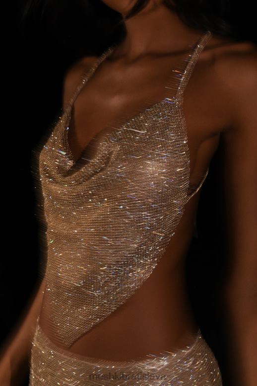 Meshki top ohlávka daphne diamante cowl oblečenie zlato 4N0F6785