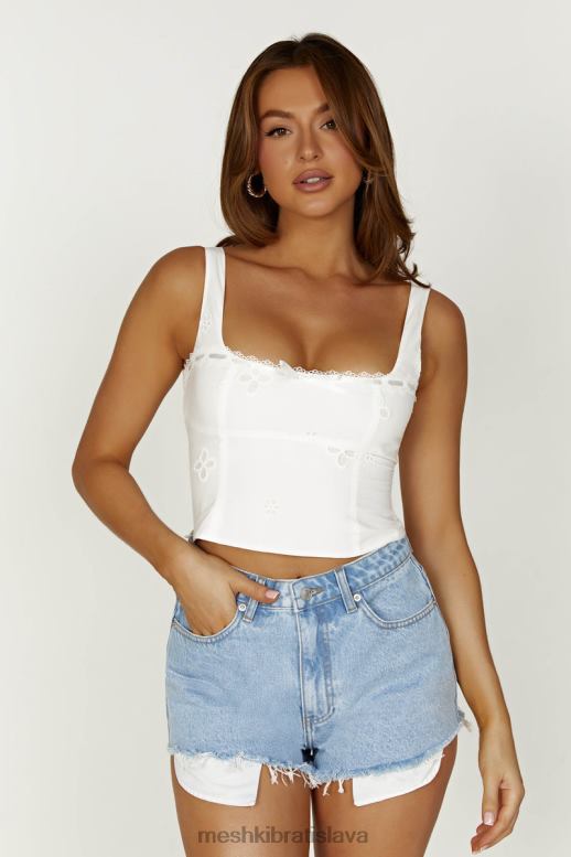 Meshki top z bavlny melanie anglaise oblečenie biely 4N0F6766