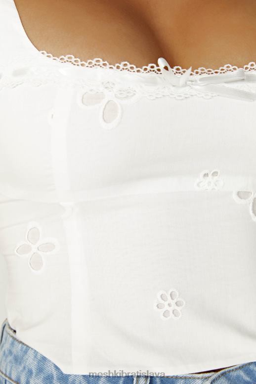 Meshki top z bavlny melanie anglaise oblečenie biely 4N0F6766