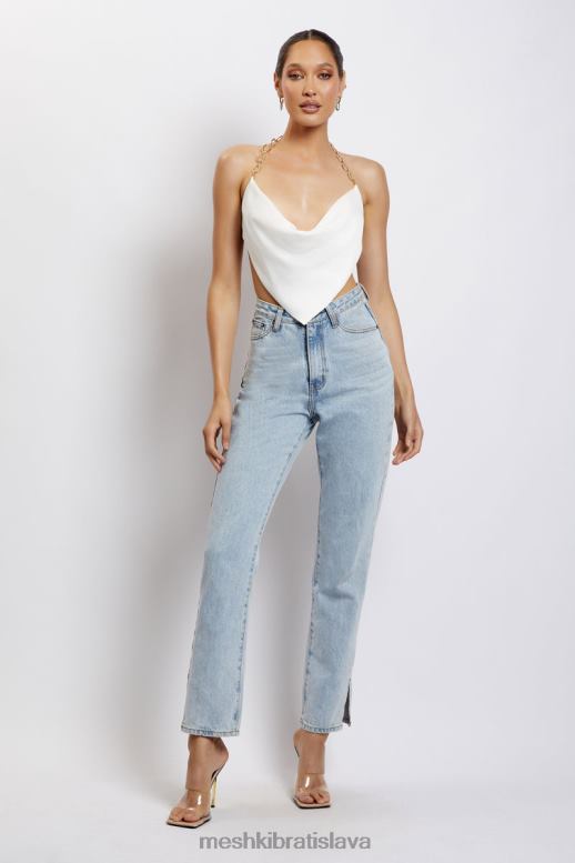 Meshki top zlatá retiazka brianna cowl oblečenie biely 4N0F61181