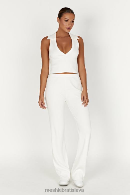 Meshki violové úpletové tielko s golierom oblečenie biely 4N0F6929