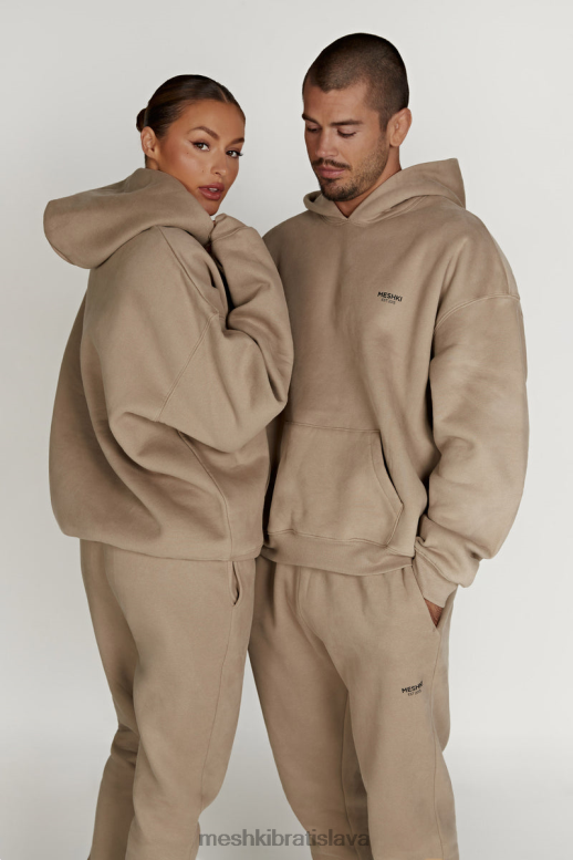 Meshki bernie oversized mikina s kapucňou oblečenie cement 4N0F6912