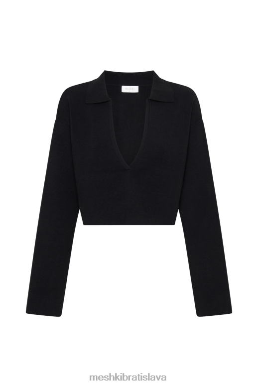 Meshki Lennox pletený sveter s golierom oblečenie čierna 4N0F6913