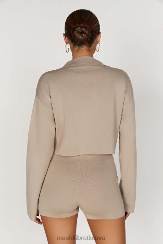 Meshki Lennox pletený sveter s golierom oblečenie taupe 4N0F6893