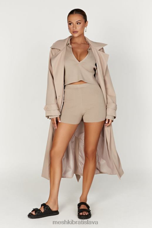 Meshki Lennox pletený sveter s golierom oblečenie taupe 4N0F6893