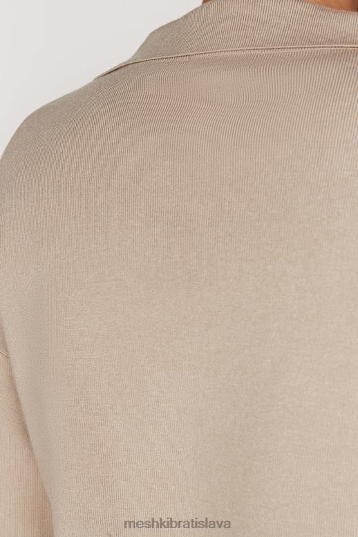 Meshki Lennox pletený sveter s golierom oblečenie taupe 4N0F6893