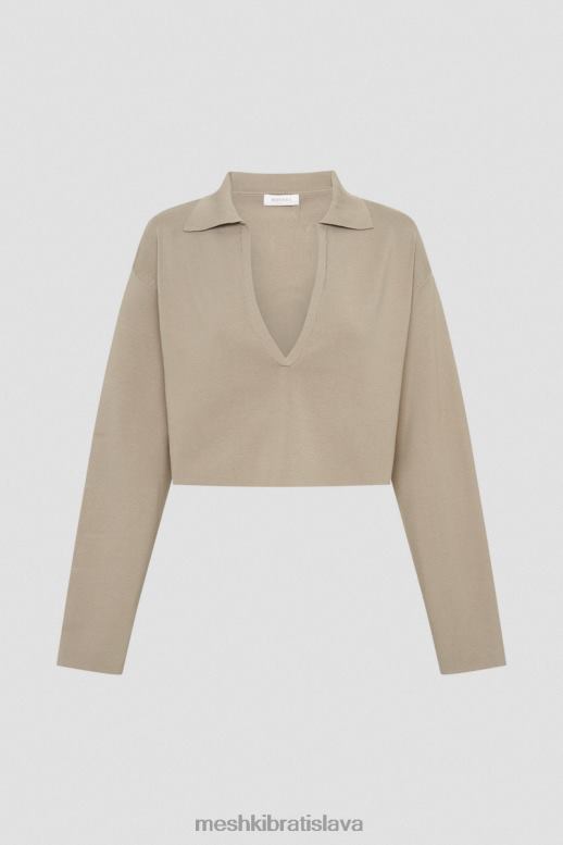 Meshki Lennox pletený sveter s golierom oblečenie taupe 4N0F6893