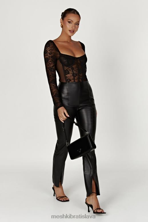 Meshki cheryl čipkované body oblečenie čierna 4N0F6923