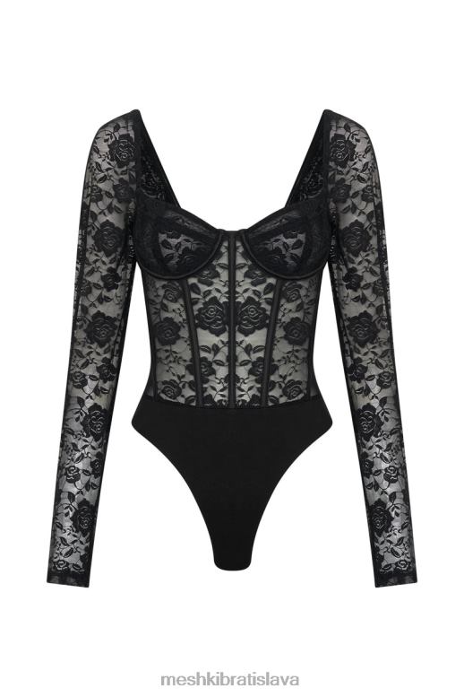 Meshki cheryl čipkované body oblečenie čierna 4N0F6923