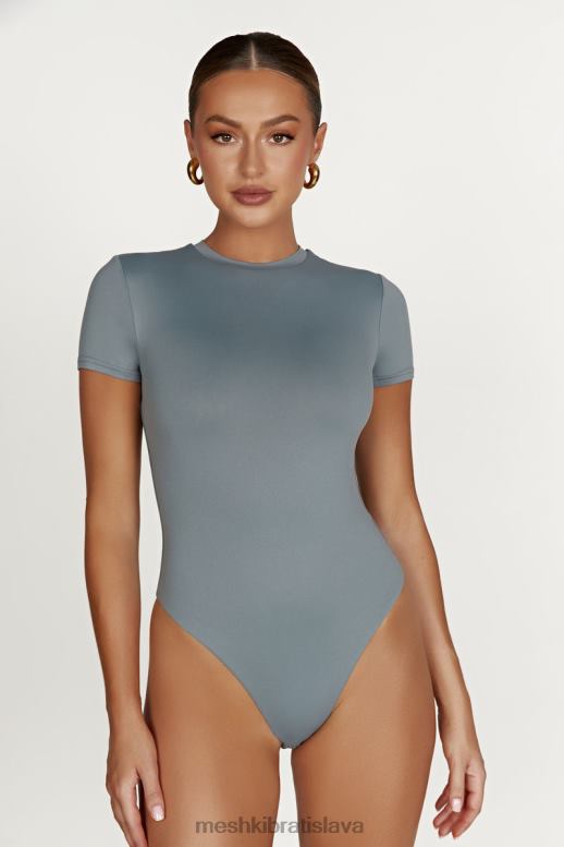 Meshki francesca recyklovaný nylon body s krátkym rukávom oblečenie svetlé drevené uhlie 4N0F6869