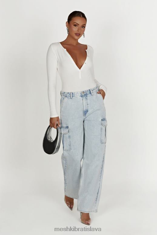 Meshki naomi body s dlhym rukavom oblečenie biely 4N0F6925