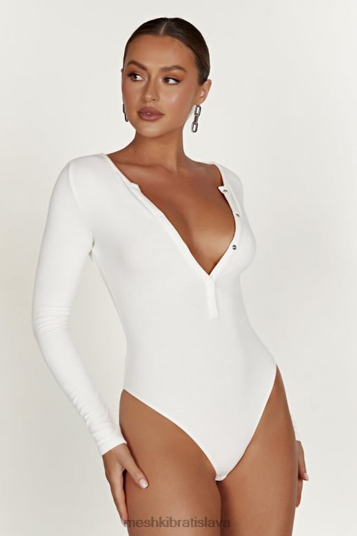 Meshki naomi body s dlhym rukavom oblečenie biely 4N0F6925