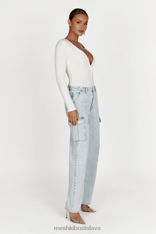 Meshki naomi body s dlhym rukavom oblečenie biely 4N0F6925