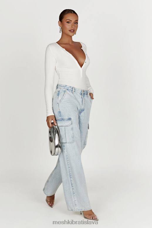 Meshki naomi body s dlhym rukavom oblečenie biely 4N0F6925