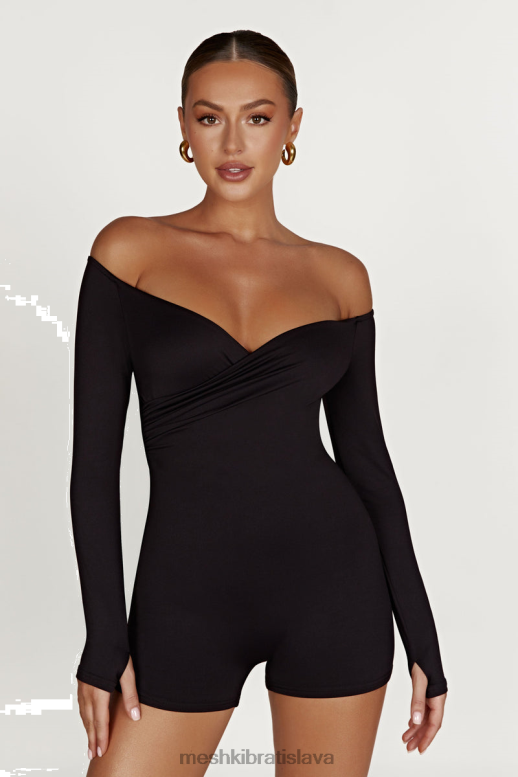 Meshki Hracia kombinéza z recyklovaného nylonu mimo rameno oblečenie čierna 4N0F61390