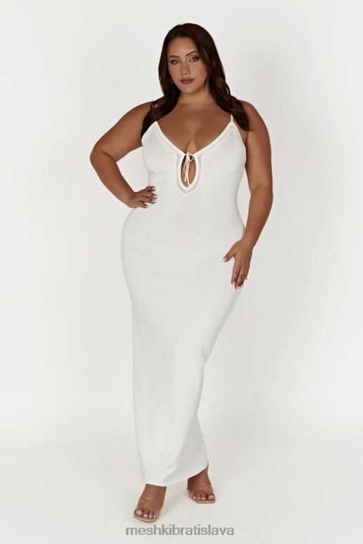 Meshki Pletené maxi šaty maia pointelle oblečenie biely 4N0F6317