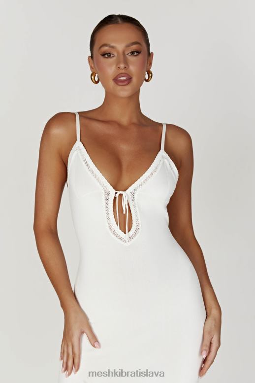 Meshki Pletené maxi šaty maia pointelle oblečenie biely 4N0F6317