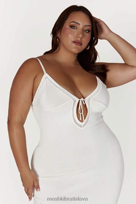 Meshki Pletené maxi šaty maia pointelle oblečenie biely 4N0F6317