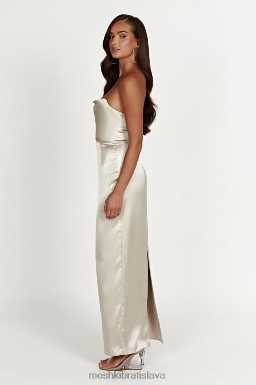 Meshki alanis maxi šaty bez ramienok oblečenie šampanské 4N0F6336