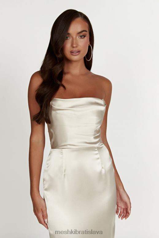 Meshki alanis maxi šaty bez ramienok oblečenie šampanské 4N0F6336