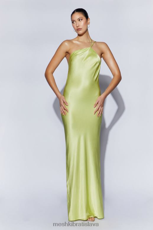 Meshki alena maxi šaty na jedno rameno oblečenie pistáciová zelená 4N0F6653