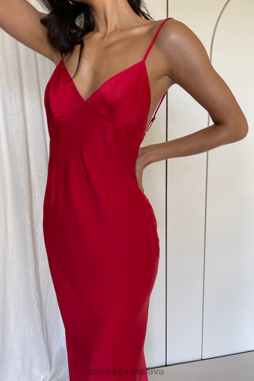 Meshki baily saténové maxi šaty oblečenie červená 4N0F6527