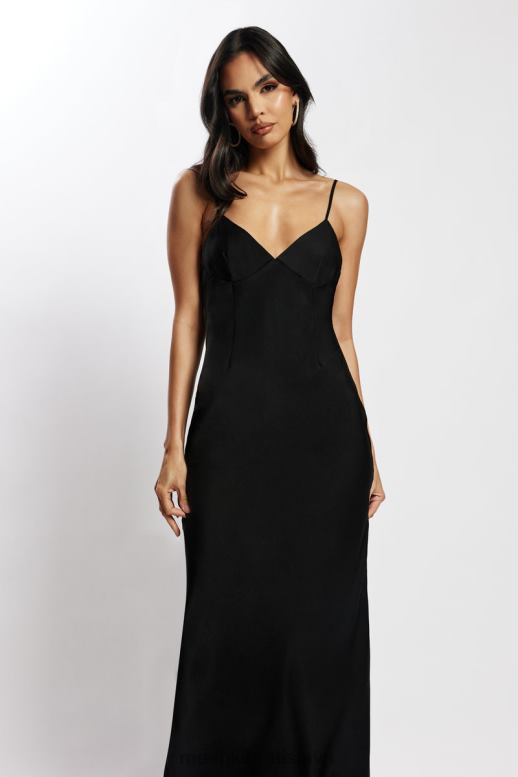 Meshki baily saténové maxi šaty oblečenie čierna 4N0F6555