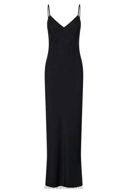 Meshki baily saténové maxi šaty oblečenie čierna 4N0F6555