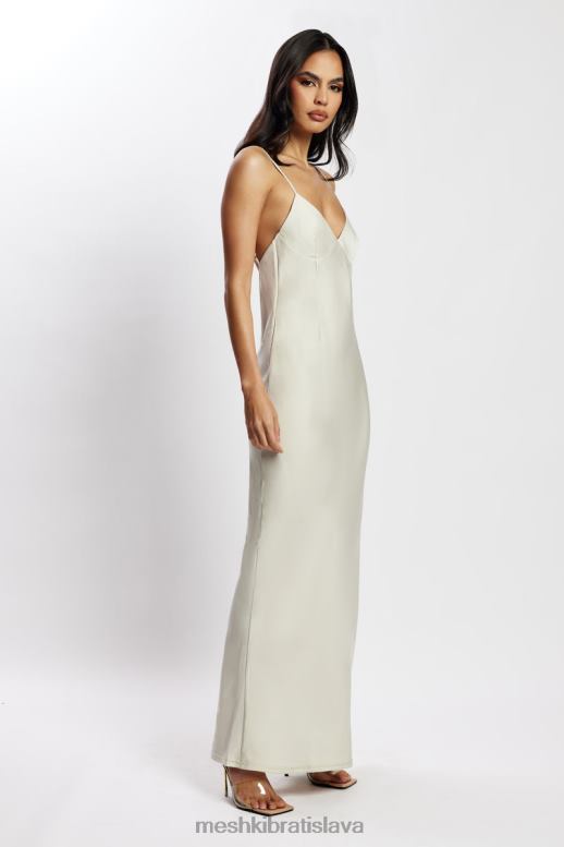 Meshki baily saténové maxi šaty oblečenie striebro 4N0F6702