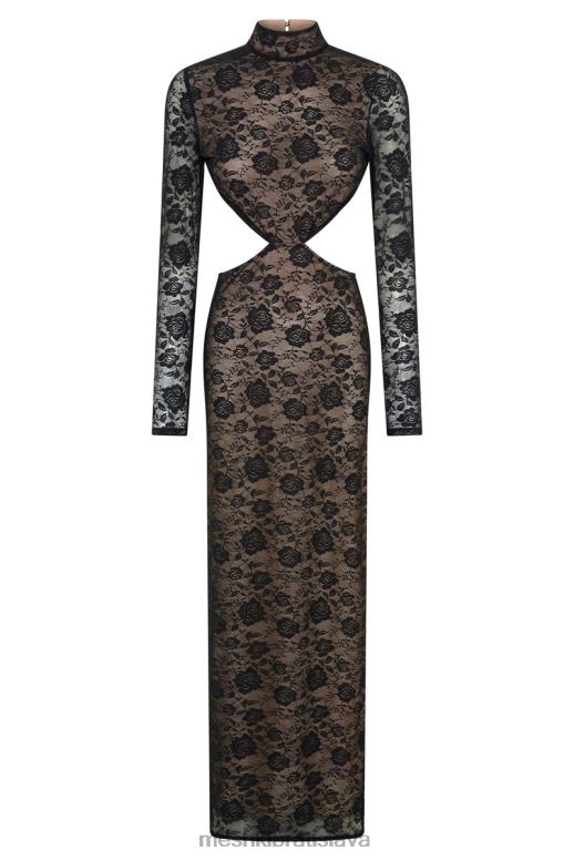 Meshki callista čipkované maxi šaty oblečenie čierna 4N0F6436