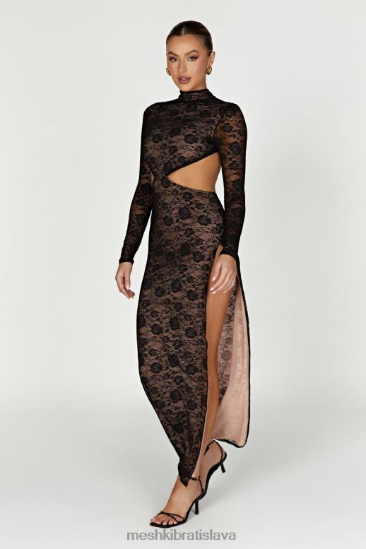 Meshki callista čipkované maxi šaty oblečenie čierna 4N0F6436