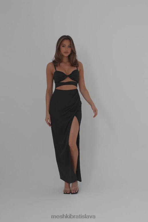 Meshki cleo saténové šaty oblečenie čierna 4N0F6326