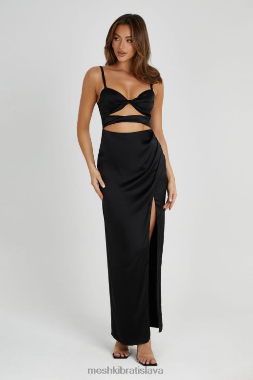 Meshki cleo saténové šaty oblečenie čierna 4N0F6326