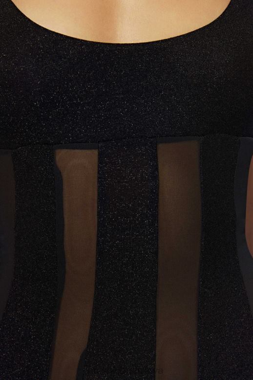 Meshki dominique panelované maxi šaty oblečenie čierna 4N0F6428