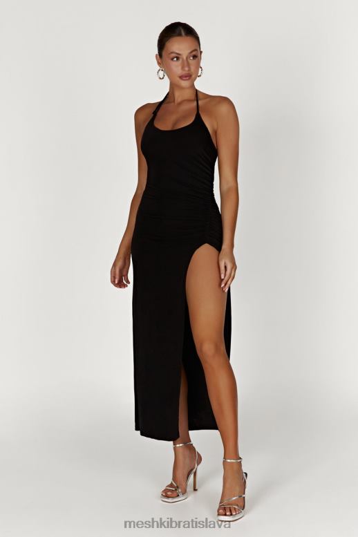 Meshki česané maxi šaty z džerseja allison oblečenie čierna 4N0F6231