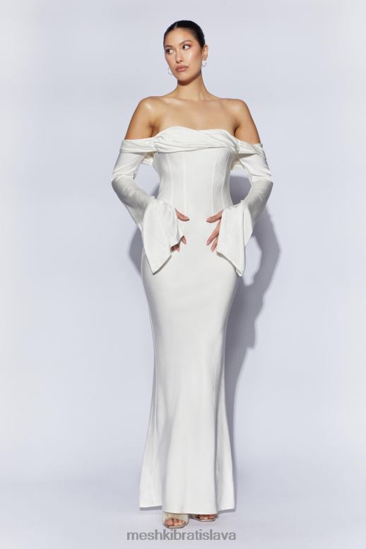 Meshki giselle maxi šaty s kapucňou a výstrihom oblečenie biely 4N0F640