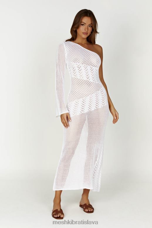 Meshki jody šaty zo zmiešanej priadze na jedno rameno oblečenie biely 4N0F6457