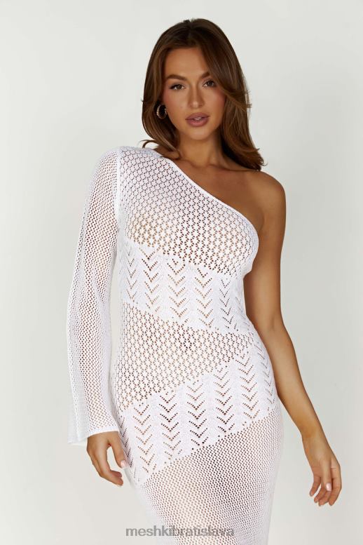 Meshki jody šaty zo zmiešanej priadze na jedno rameno oblečenie biely 4N0F6457