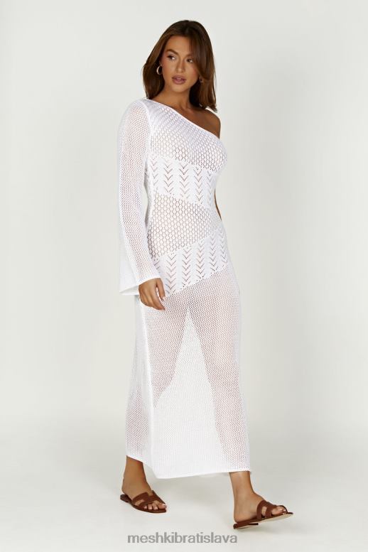 Meshki jody šaty zo zmiešanej priadze na jedno rameno oblečenie biely 4N0F6457