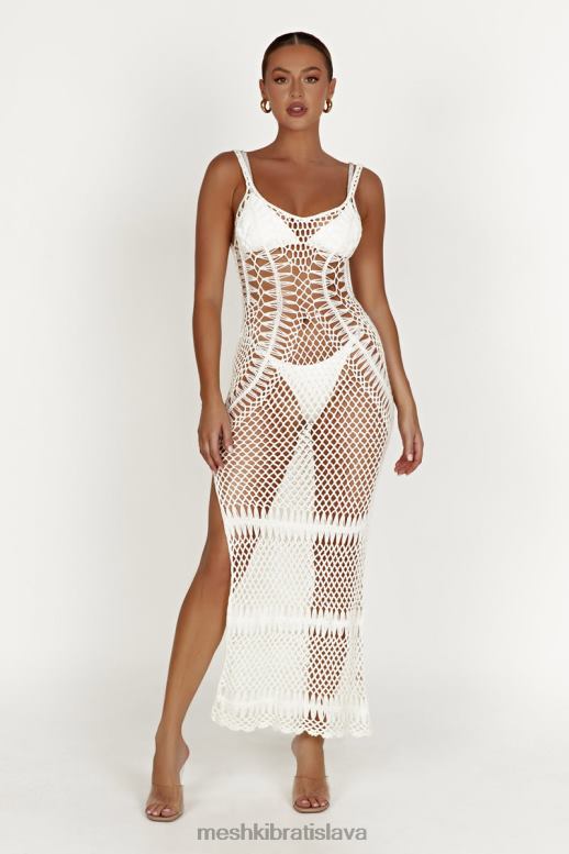 Meshki josephine háčkované maxi šaty oblečenie biely 4N0F6432