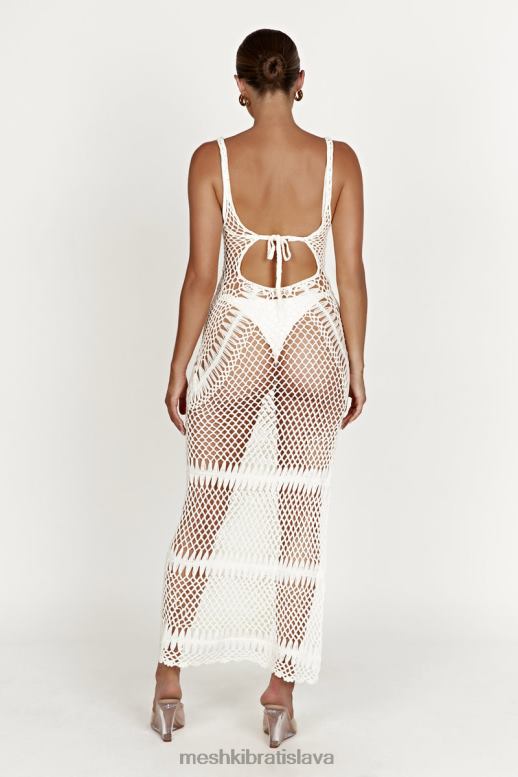 Meshki josephine háčkované maxi šaty oblečenie biely 4N0F6432