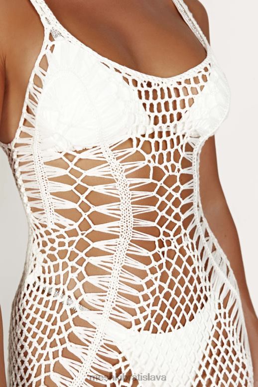 Meshki josephine háčkované maxi šaty oblečenie biely 4N0F6432