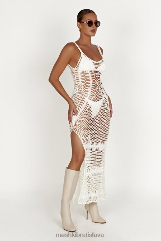 Meshki josephine háčkované maxi šaty oblečenie biely 4N0F6432