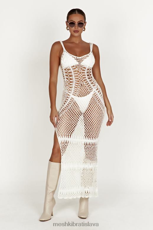 Meshki josephine háčkované maxi šaty oblečenie biely 4N0F6432